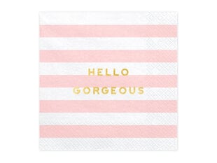 Бумажные салфетки Yummy "Hello Gorgeous", розовые, 33х33 см, 1 упаковка/20 штук цена и информация | Праздничная одноразовая посуда | pigu.lt