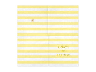 Бумажные салфетки Yummy "Always be positive", желтые, 33х33 см, 1 упаковка/20 штук цена и информация | Праздничная одноразовая посуда | pigu.lt