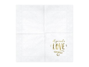 Салфетки All you need is love White 33x33cm (1 упаковка / 20 шт) цена и информация | Праздничная одноразовая посуда | pigu.lt