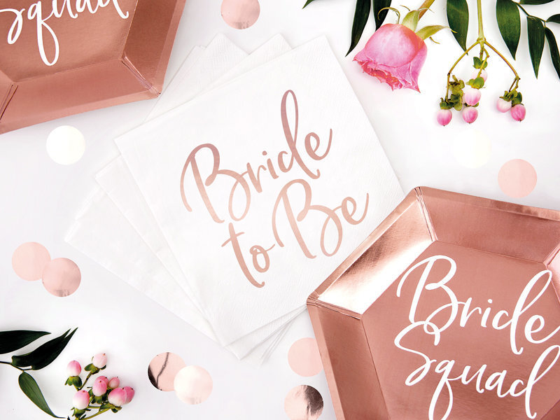 Servetėlės Bride to be Rose Gold 33 x 33 cm (1 pak/ 20 vnt) цена и информация | Vienkartiniai indai šventėms | pigu.lt