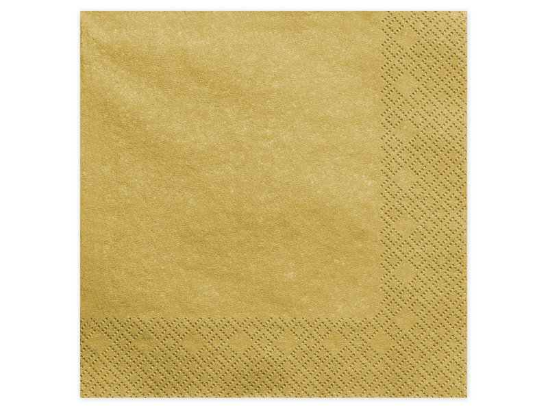 3 sluoksnių servetėlės Gold Metallic 40x40 cm (1 pak/ 20 vnt) цена и информация | Vienkartiniai indai šventėms | pigu.lt