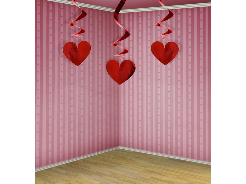 Kabančios dekoracijos Hearts Red 60 cm (1 dėž/50 vnt) (1 pak/3 vnt) kaina ir informacija | Dekoracijos šventėms | pigu.lt