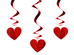 Kabančios dekoracijos Hearts Red 60 cm (1 dėž/50 vnt) (1 pak/3 vnt) kaina ir informacija | Dekoracijos šventėms | pigu.lt