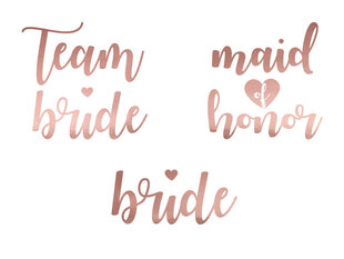 Временные татуировки Team bride, розовое золото, 1 упаковка / 13 шт цена и информация | Праздничные декорации | pigu.lt