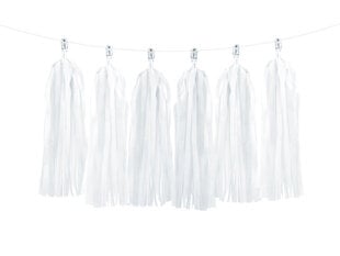 Girlianda Tassel White 30 cm x 1,5 m kaina ir informacija | Dekoracijos šventėms | pigu.lt