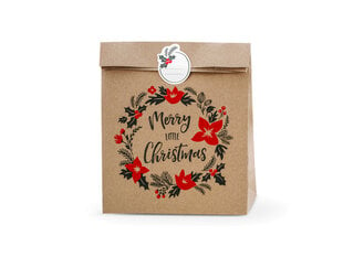 Popieriniai dovanų maišeliai Merry Christmas, rudi, 25x11x27 cm, 1 pak/3 vnt kaina ir informacija | Dovanų pakavimo priemonės | pigu.lt