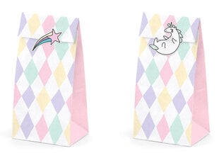 Popieriniai maišeliai skanėstams Unicorn, 8x18x6 cm, 1 pak/6 vnt kaina ir informacija | Vienkartiniai indai šventėms | pigu.lt