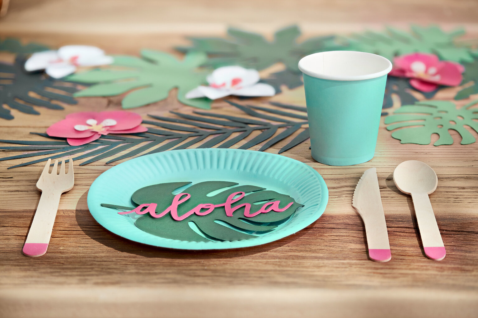 Popierinės lėkštės Aloha, 18 cm (1 pak / 6 vnt.), Turkio spalvos kaina ir informacija | Vienkartiniai indai šventėms | pigu.lt