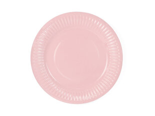Popierinės vienkartinės lėkštutės Light Powder Pink 18 cm (1 pak / 6 vnt) kaina ir informacija | Vienkartiniai indai šventėms | pigu.lt