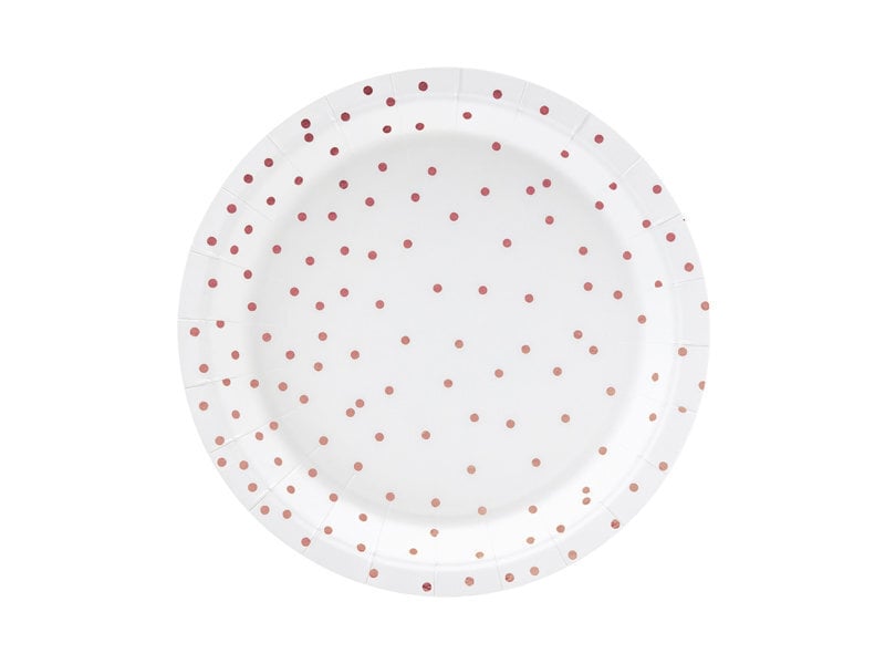 Popierinės lėkštės Polka Dots, 18 cm (1 pak / 6 vnt.), Baltos kaina ir informacija | Vienkartiniai indai šventėms | pigu.lt