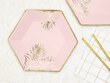 Popierinės vienkartinės lėkštutės Leaves Light Pink 23 cm (1 pak/6 vnt) kaina ir informacija | Vienkartiniai indai šventėms | pigu.lt