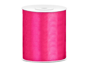 Атласная ленточка, темно-розовая, 100 мм/25 м, 1 шт/25 м цена и информация | Товары для упаковки подарков | pigu.lt