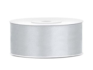Лента атласная 25мм/25м серебро цена и информация | Товары для упаковки подарков | pigu.lt