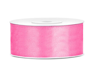 Атласная ленточка, розовая, 25 мм/25 м, 1 шт/25 м цена и информация | Товары для упаковки подарков | pigu.lt
