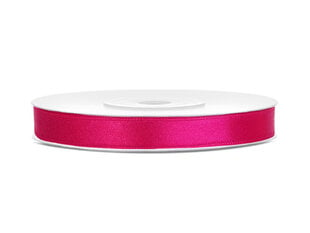 Атласная ленточка, темно-розовая, 6 мм/25 м, 1 шт/25 м цена и информация | Товары для упаковки подарков | pigu.lt