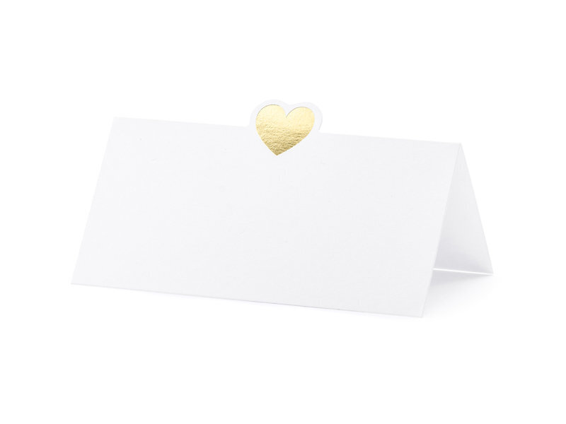 Vardo kortelė Heart, auksinė, 10x5 cm (1 pak/ 10 vnt) kaina ir informacija | Dekoracijos šventėms | pigu.lt