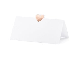 Vardo kortelė Heart, rožinio aukso spalvos, 10x5 cm (1 pak/ 10 vnt) kaina ir informacija | Dekoracijos šventėms | pigu.lt