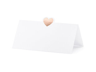 Vardo kortelė Heart, rožinio aukso spalvos, 10x5 cm (1 dėž/ 40 pak) (1 pak/ 10 vnt) kaina ir informacija | Dekoracijos šventėms | pigu.lt