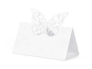 Vardo kortelė Butterfly 9x7.3 cm (1 dėž/ 50 pak) (1 pak/ 10 vnt) kaina ir informacija | Dekoracijos šventėms | pigu.lt