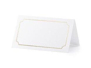 Vardo kortelė Frame, auksinė, 9.5x5.5 cm (1 dėž/ 50 pak) (1 pak/ 10 vnt) kaina ir informacija | Dekoracijos šventėms | pigu.lt