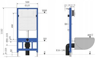 Potinkinis WC rėmas Mexen Fenix Slim 6/4 L, 4,5/3 L, 8 cm kaina ir informacija | Priedai unitazams, bidė | pigu.lt