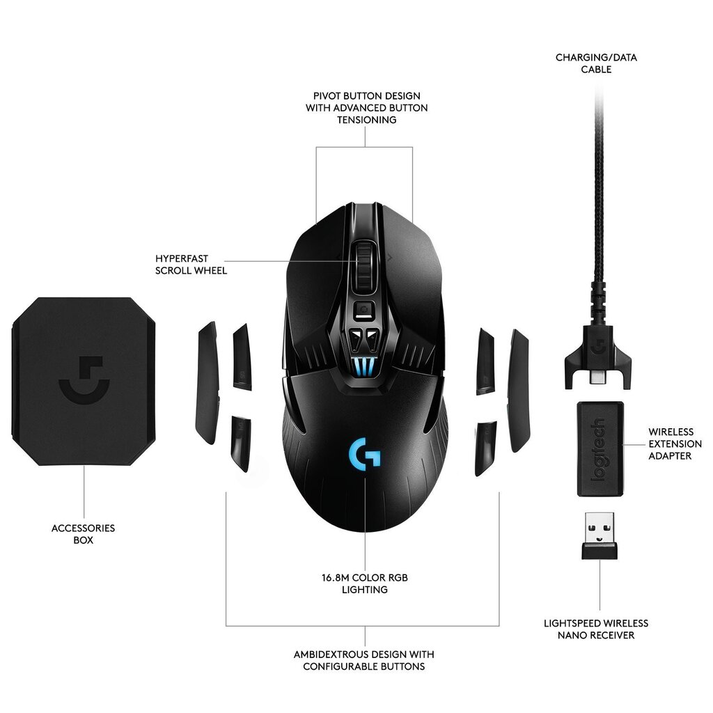 Logitech G903, juoda kaina ir informacija | Pelės | pigu.lt