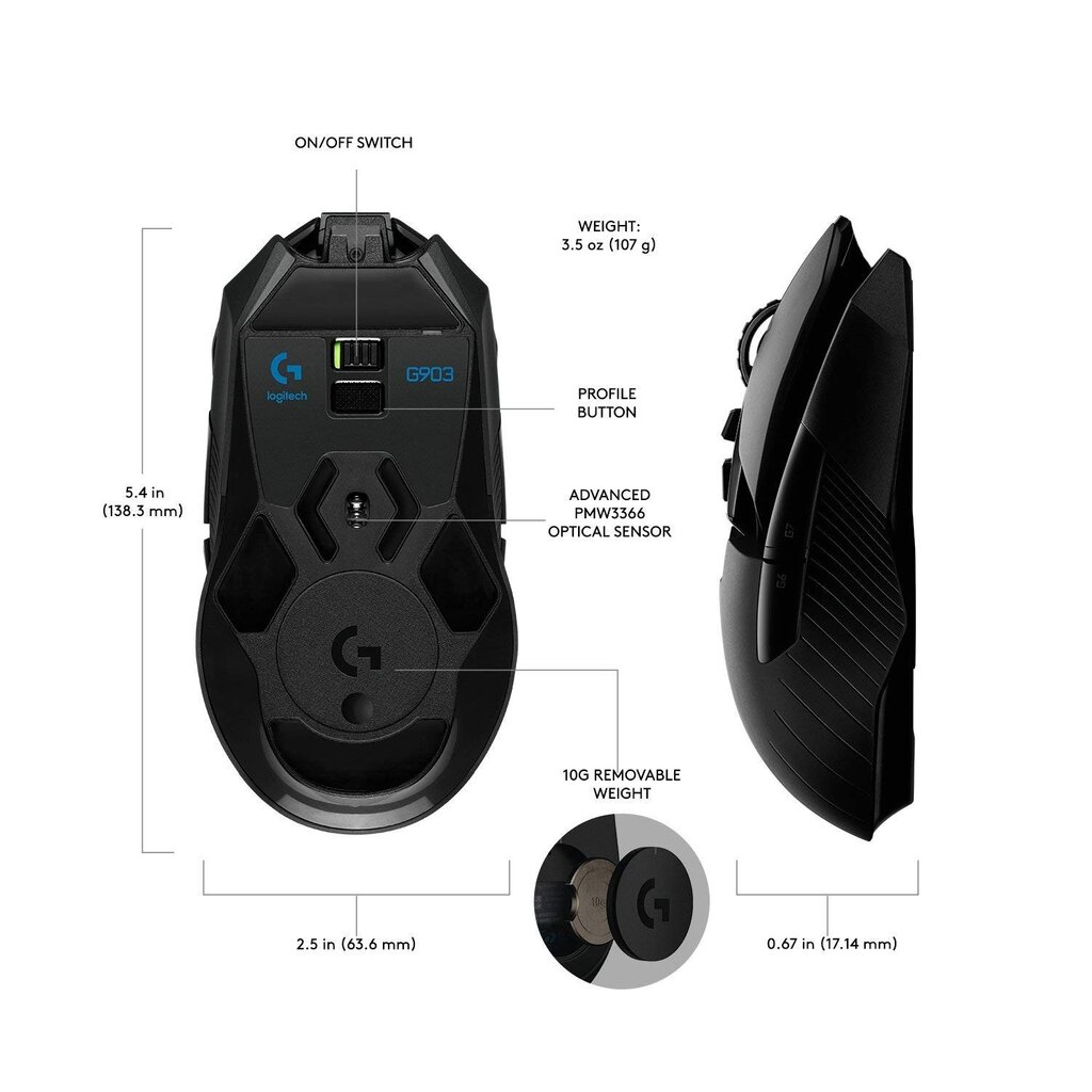 Logitech G903, juoda kaina ir informacija | Pelės | pigu.lt