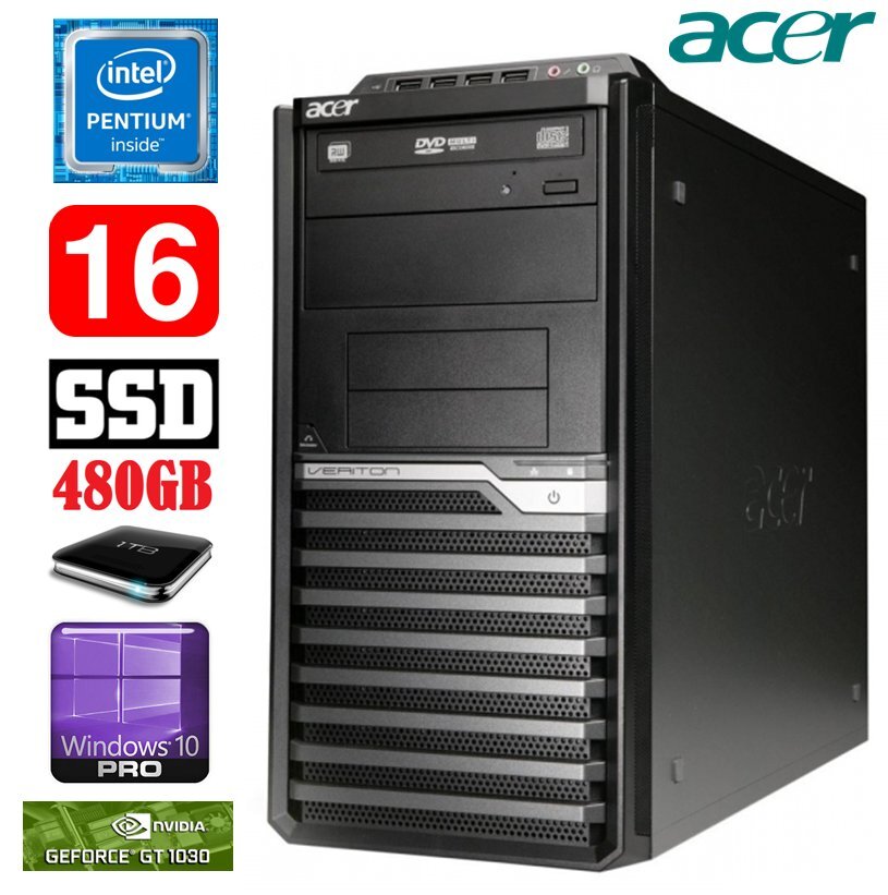 Acer Veriton M4610G MT G630 16GB 480SSD+1TB GT1030 2GB DVD WIN10Pro цена и информация | Stacionarūs kompiuteriai | pigu.lt