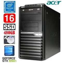 Acer Veriton M4610G MT G630 16GB 480SSD+2TB GTX1050Ti 4GB DVD WIN10 kaina ir informacija | Stacionarūs kompiuteriai | pigu.lt