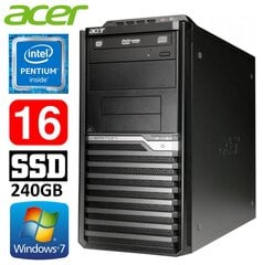 Acer Veriton M4610G MT G630 16GB 240SSD DVD WIN7Pro цена и информация | Стационарные компьютеры | pigu.lt
