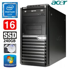 Acer Veriton M4610G MT G630 16GB 240GB+1TB DVD WIN7Pro цена и информация | Стационарные компьютеры | pigu.lt