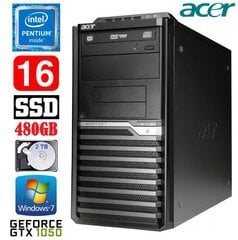 Acer Veriton M4610G MT G630 16GB 480SSD+2TB GTX1050 2GB DVD WIN7Pro kaina ir informacija | Stacionarūs kompiuteriai | pigu.lt