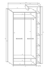 Шкаф Meblocross Rio P2D, дубового/белого цвета цена и информация | Шкафы | pigu.lt