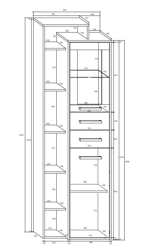 Vitrina Meblocross Rio L1D2S, tamsaus ąžuolo/baltos spalvos цена и информация | Vitrinos, indaujos | pigu.lt