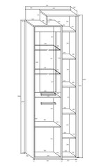 Vitrina Meblocross Rio P1D, tamsaus ąžuolo/baltos spalvos kaina ir informacija | Vitrinos, indaujos | pigu.lt