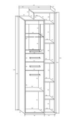 Vitrina Meblocross Rio P1D2S, tamsaus ąžuolo/baltos spalvos kaina ir informacija | Vitrinos, indaujos | pigu.lt