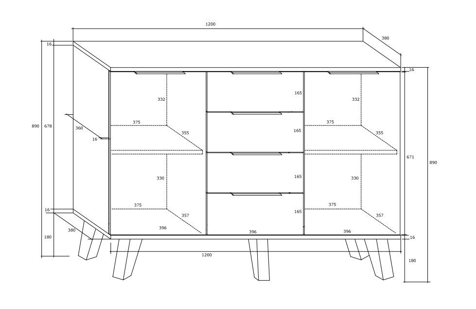 Komoda Meblocross Sven 2D4S, tamsaus ąžuolo/baltos spalvos цена и информация | Komodos | pigu.lt