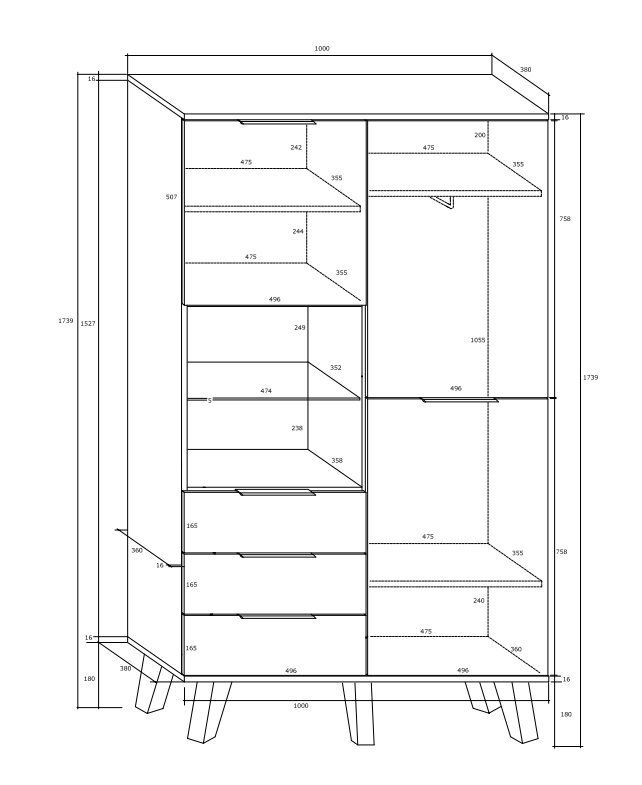 Spinta Meblocross Sven 2D3S, tamsaus ąžuolo/baltos spalvos цена и информация | Spintos | pigu.lt