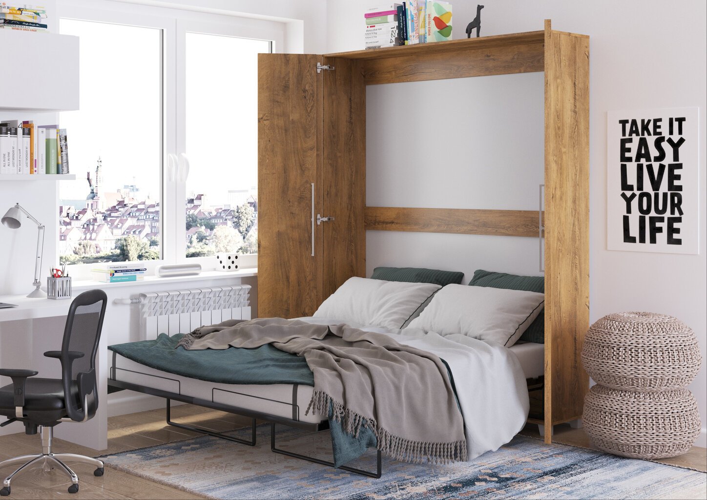 Sieninė lova Meblocross Teddy 160, 160x200 cm, ruda kaina ir informacija | Lovos | pigu.lt