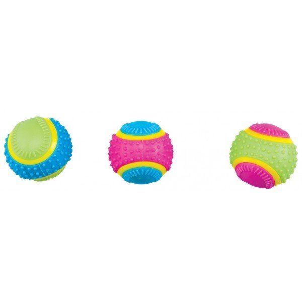 Žaislas guminis kamuoliukas 8 cm jautienos sk., su varpeliu, cypsintis kaina ir informacija | Žaislai katėms | pigu.lt
