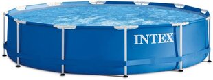 Каркасный бассейн Intex Metal Frame 366x76 см, с фильтром 12В цена и информация | Бассейны | pigu.lt