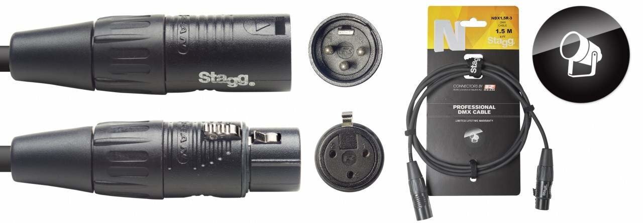 Stagg NDX1.5R-3, XLR, 1.5 m kaina ir informacija | Kabeliai ir laidai | pigu.lt