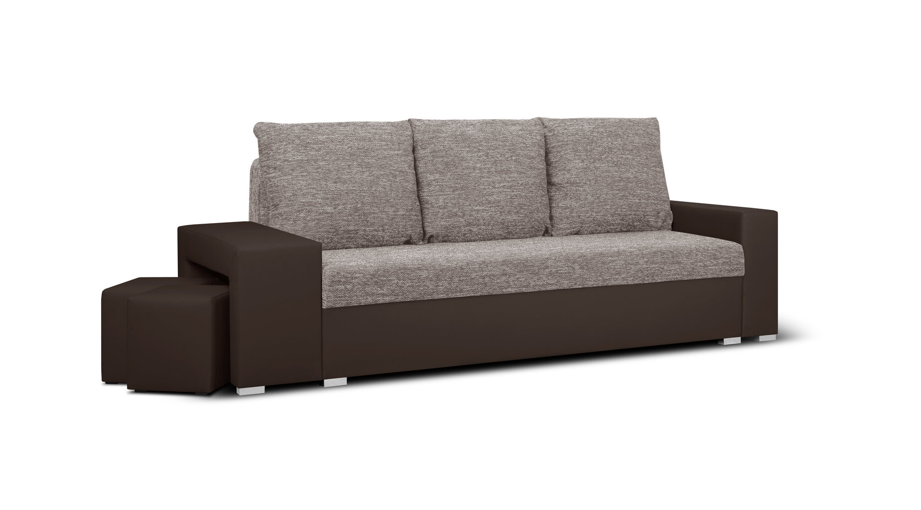 Sofa su pufais Bellezza Milo1, ruda kaina ir informacija | Sofos | pigu.lt
