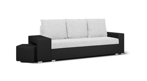 Sofa su pufais Bellezza Milo1, šviesiai pilka/juoda kaina ir informacija | Sofos | pigu.lt