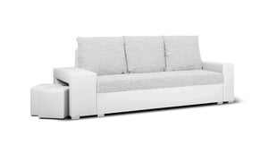 Sofa su pufais Bellezza Milo1, šviesiai pilka/balta kaina ir informacija | Sofos | pigu.lt