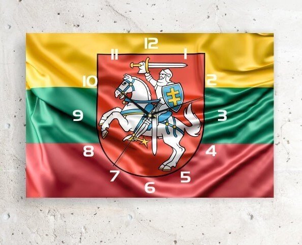 Sieninis laikrodis Lietuvai. Stačiakampis kaina ir informacija | Laikrodžiai | pigu.lt