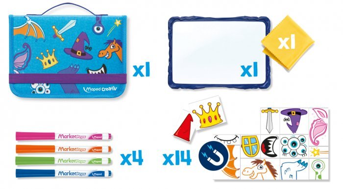 Piešimo rinkinys su magnetine lenta Maped Creativ Travel Board Knights and Princesses цена и информация | Piešimo, tapybos, lipdymo reikmenys | pigu.lt