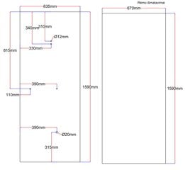 Dušo kabinos galinis stiklas 635x1590 juodas цена и информация | Душевые кабины | pigu.lt