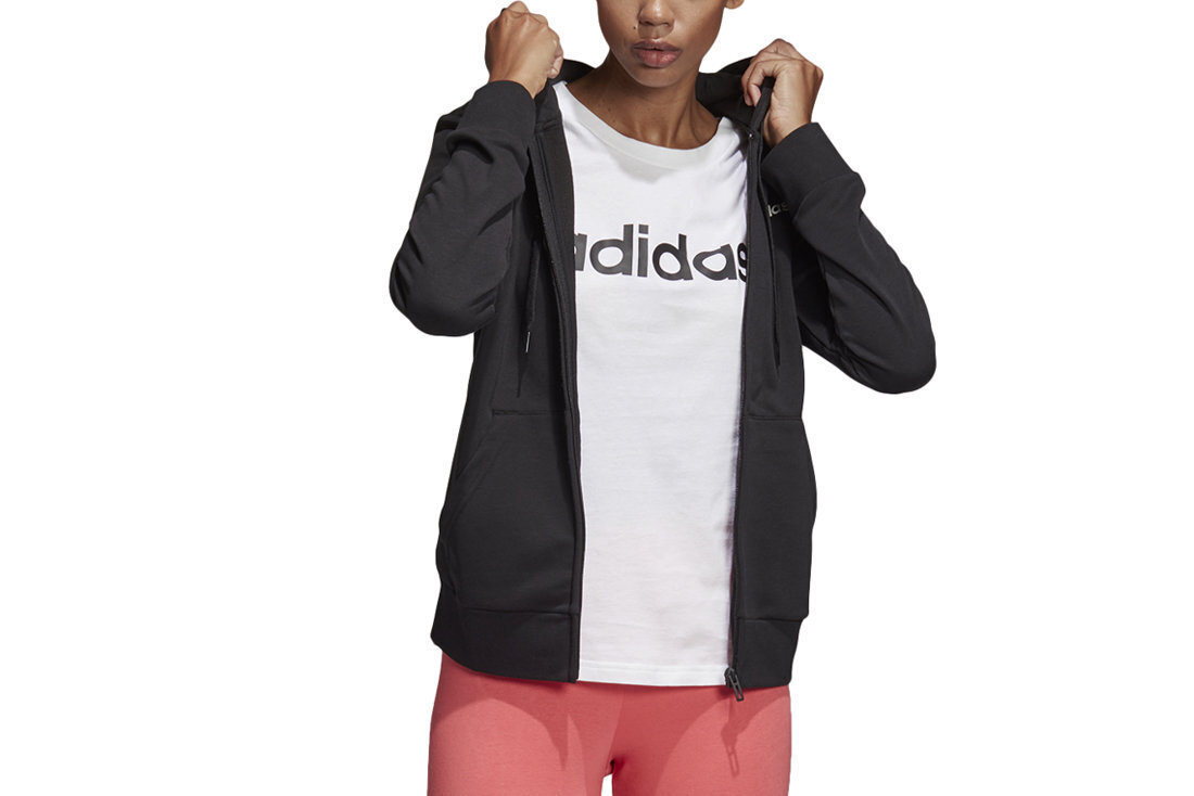 Džemperis moterims Adidas W Essentials Pln Fz Hd S DP2414, juodas цена и информация | Džemperiai moterims | pigu.lt