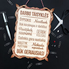 Гравированная деревянная табличка "Darbo taisyklės" цена и информация | Другие оригинальные подарки | pigu.lt